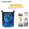 Foruidea Blue Flame Tiger Laundry Basket,Laundry Hamper,Collapsible Storage Bin, Oxford Fabric Clothes Baskets,Nursery Hamper For Home,Office,Dorm,Gift Basket view 3