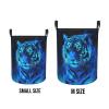 Foruidea Blue Flame Tiger Laundry Basket,Laundry Hamper,Collapsible Storage Bin, Oxford Fabric Clothes Baskets,Nursery Hamper For Home,Office,Dorm,Gift Basket view 4