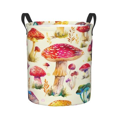 Foruidea Colorful Mushroom Laundry Basket,Laundry Hamper,Collapsible Storage Bin, Oxford Fabric Clothes Baskets,Nursery Hamper For Home,Office,Dorm,Gift Basket