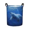 Foruidea White Bear Blue Laundry Basket,Laundry Hamper,Collapsible Storage Bin, Oxford Fabric Clothes Baskets,Nursery Hamper For Home,Office,Dorm,Gift Basket, Medium view 1