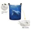 Foruidea White Bear Blue Laundry Basket,Laundry Hamper,Collapsible Storage Bin, Oxford Fabric Clothes Baskets,Nursery Hamper For Home,Office,Dorm,Gift Basket, Medium view 2
