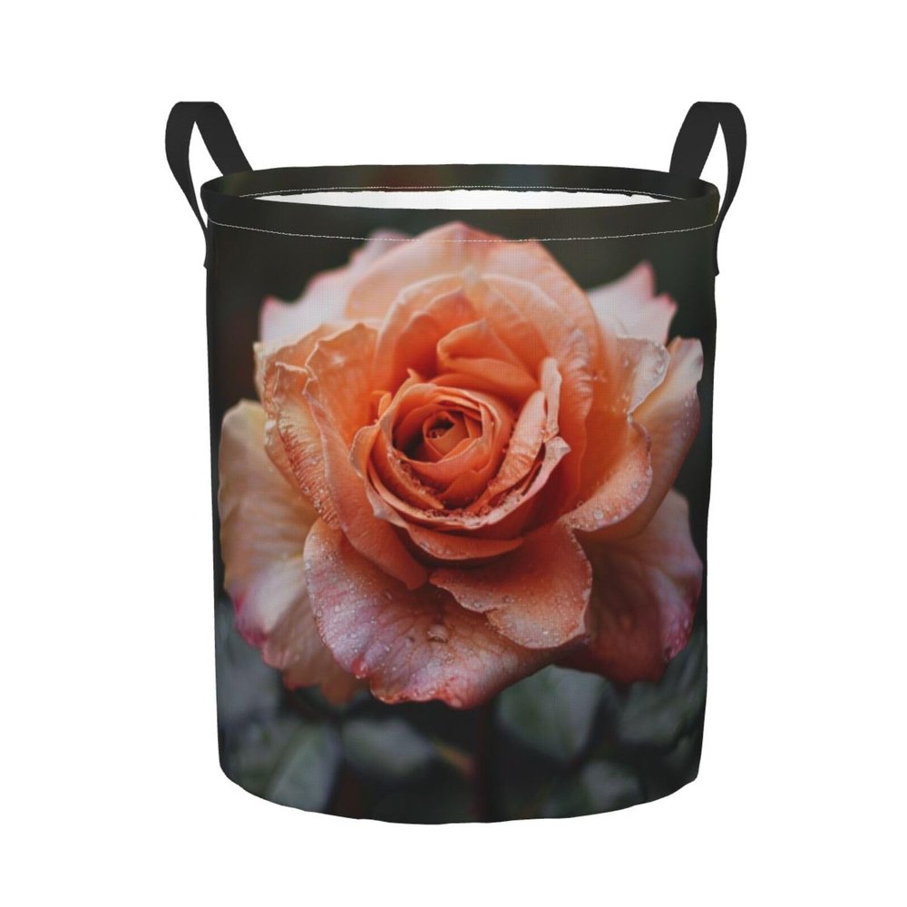 Foruidea Rose Laundry Basket,Laundry Hamper,Collapsible Storage Bin, Oxford Fabric Clothes Baskets,Nursery Hamper For Home,Office,Dorm,Gift Basket, Medium