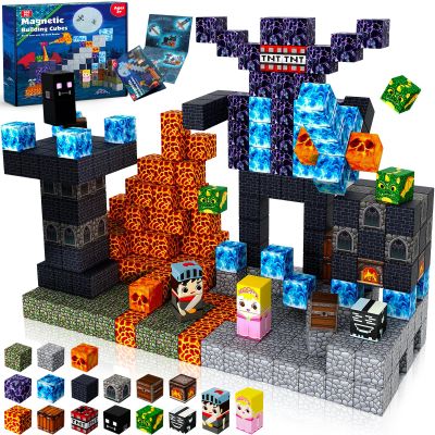 Annexfun Magnetic Blocks - 100PCS Build Magnetic Dark Mechanical Guardian Castle - Magnetics Toys for Montessori Toddler Christmas Birthday Gifts - STEM Sensory Toys for 3 4 5 6 7 8 9 10 Year Old Boys