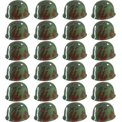 Cotiny 24 Pcs Kids Army Helmet Plastic Camouflage Hats Soldier Cap for Teen Halloween Costume Accessories Camo Party Supplies (Color Set 2)