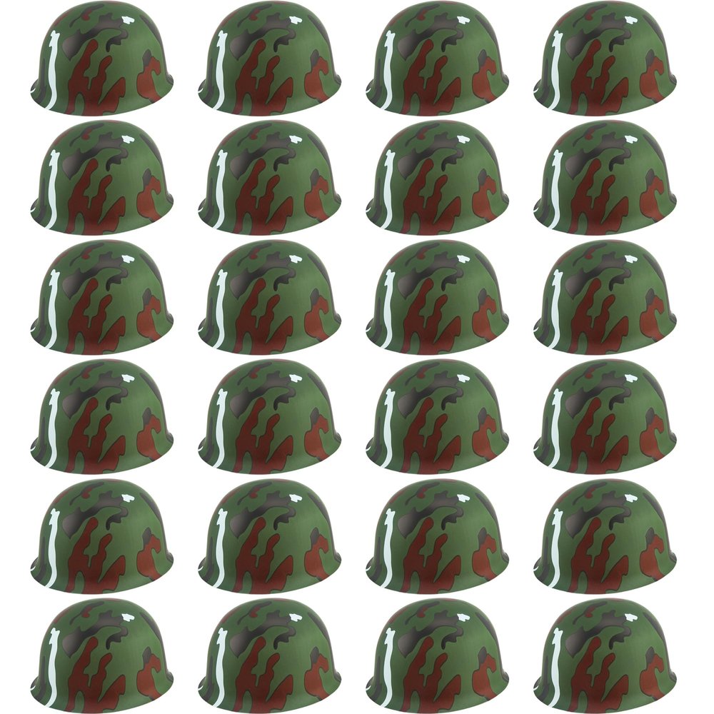 Cotiny 24 Pcs Kids Army Helmet Plastic Camouflage Hats Soldier Cap for Teen Halloween Costume Accessories Camo Party Supplies (Color Set 2)