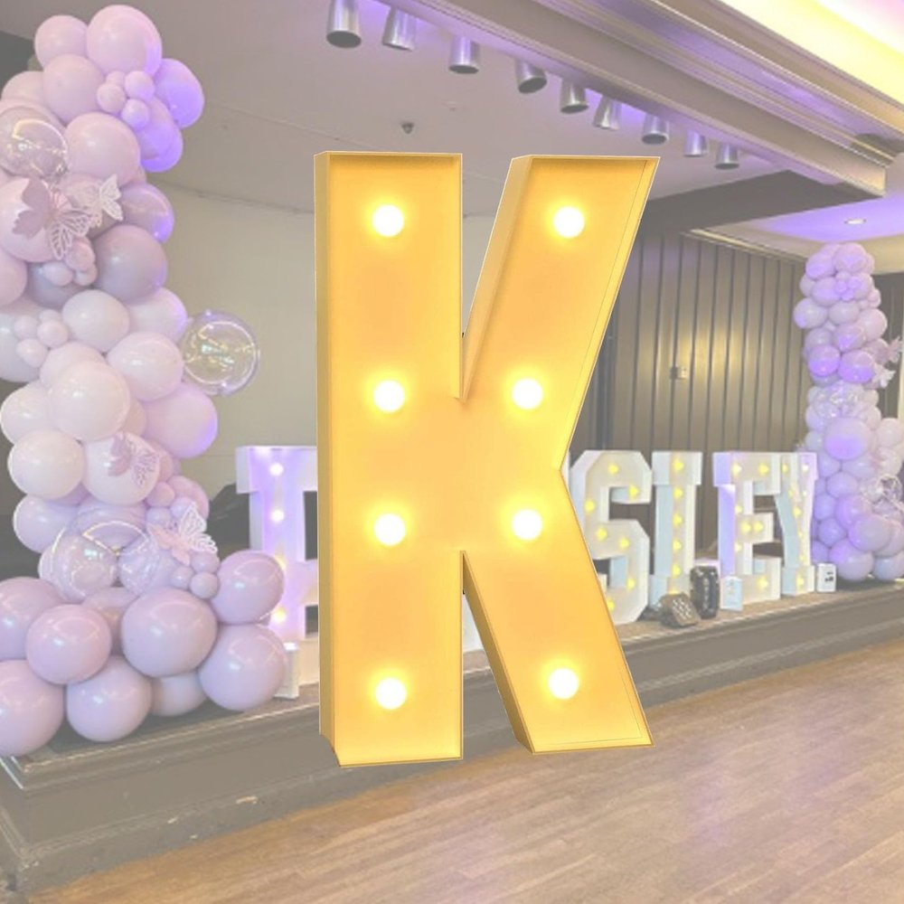 4FT DIY Marquee Letters Giant Mosaic Letters Marquee Light Up Letters With Warm Lights PROM LOVE BABY MARRY ME Backdrop Decor(K,100cm/40in)