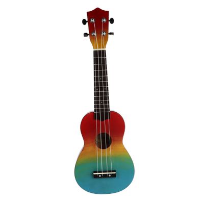 BESTonZON 1set Cartoon Painted Ukulele for Beginners Acoustic Guitar Backpack Rainbow Design Natural Starter Instrument for All Ages