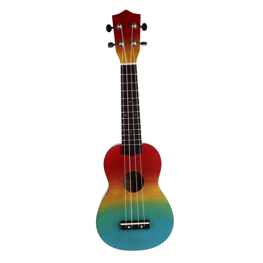 BESTonZON 1set Cartoon Painted Ukulele for Beginners Acoustic Guitar Backpack Rainbow Design Natural Starter Instrument for All Ages