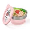 Mrs. Chou Suction Bowl and Spoon Set for Babies and Toddlers Non-Slip Silicone Suction Cups, Advanced 304 Stainless Steel Bowls, Double-Layer Insulation, and BPA-Free Lids Food-Grade Safety PINK view 1