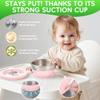 Mrs. Chou Suction Bowl and Spoon Set for Babies and Toddlers Non-Slip Silicone Suction Cups, Advanced 304 Stainless Steel Bowls, Double-Layer Insulation, and BPA-Free Lids Food-Grade Safety PINK view 2