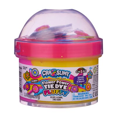 Cra-Z-Slimy 60147 Slimy Topper Jars Power Multicoloured Pre Made Fluffy Slime with Flower Themed Puffy Charms and Sequins