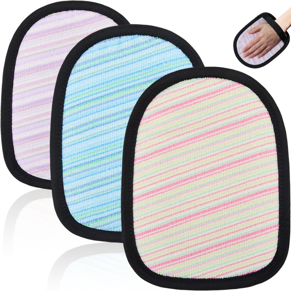 Skyley 3 Pcs Beach Sand Remover Sand Eraser Wipe Mitts with Portable Drawstring Bag Family Friendly, 2025 Summer Beach Vacation Essentials Hawaii Honeymoon Accessories European Bahamas Trip 3 Colors