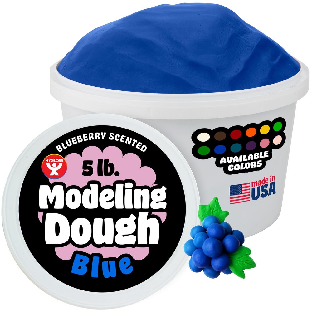 Hygloss Play Modeling Dough for Kids Safe & Non-Toxic Sensory Dough for Arts and Crafts 5 lb Tub Play Clay for Toddler Activities, Preschool Classroom Must-Haves Blue Color, Scented