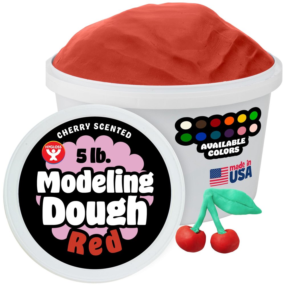 Hygloss Play Modeling Dough for Kids  Safe & Non-Toxic Sensory Dough for Arts and Crafts  5 lb Tub  Play Clay for Toddler Activities, Preschool Classroom Must-Haves  Red Color, Scented
