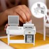 1 Set Miniature Office Desk: Dollhouse Computer Desk Mini Toys for Crafts - Tiny House Wood Computer Model Miniature Office Furniture Ornament for Kids Doll House(White) view 2