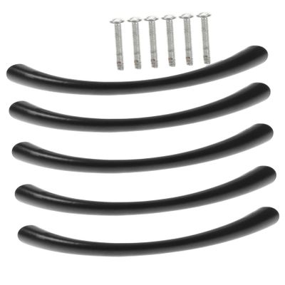 10pcs Zinc Alloy Cabinet Pulls Black Arc Shape Wardrobe Handles for Kitchen and Bathroom Design Simple Chic Appearance for Home Decor