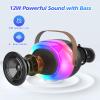 Karaoke Machine for Adults,Portable Bluetooth Speaker with Two Wireless Microphones and Dynamic Lights,Support TF/USB/AUX,Birthday Gifts for Girls/Boys/Men/Women/Family Home Party view 2