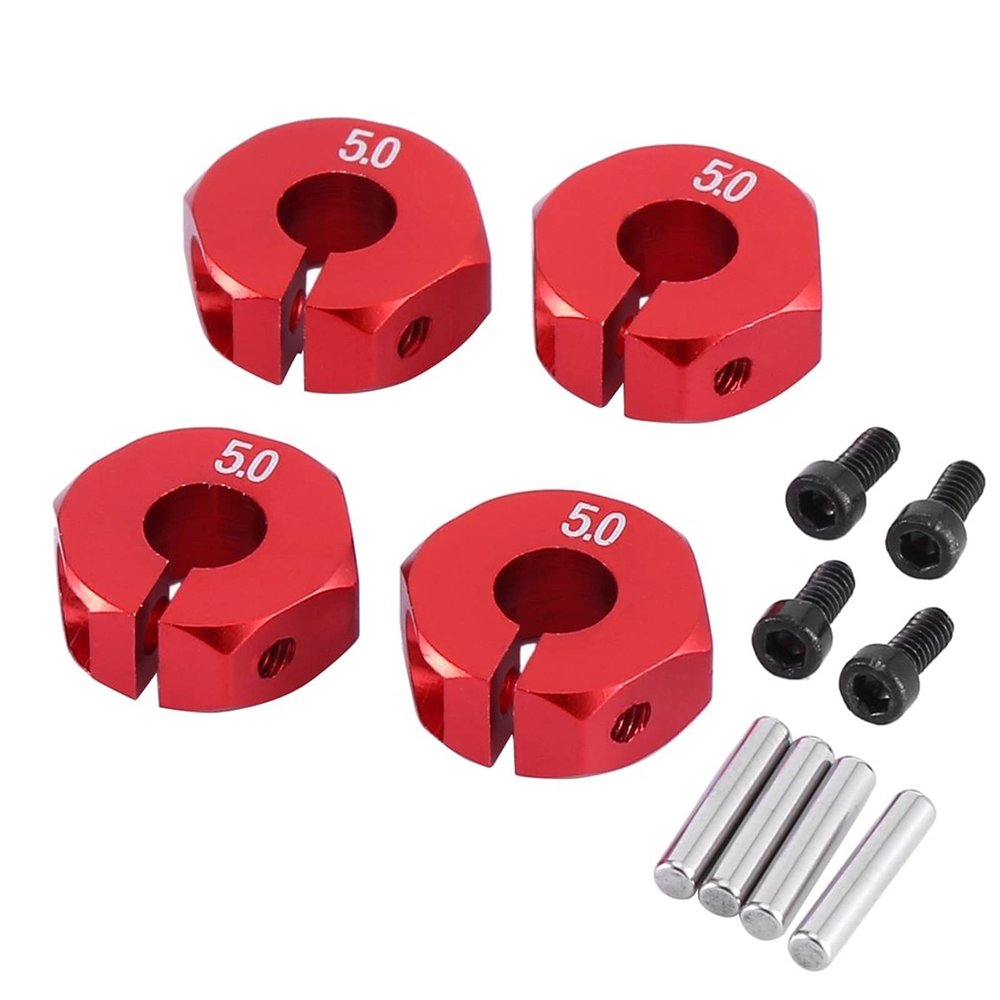 4pcs 12MM Aluminum Wheel Hex Nut with Pins Drive Hubs 4P for HSP 102042 1/10 Upgrade Parts for 4WD RC Car Modification Accessories (Color : Red)