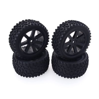 4Pcs 1/10 RC Truck Rubber Tire Wheel Tyre Alloy Wheel Rims Replacement Tire for ZD Racing Buggy Crawler Car RC Model Parts Modification Accessories