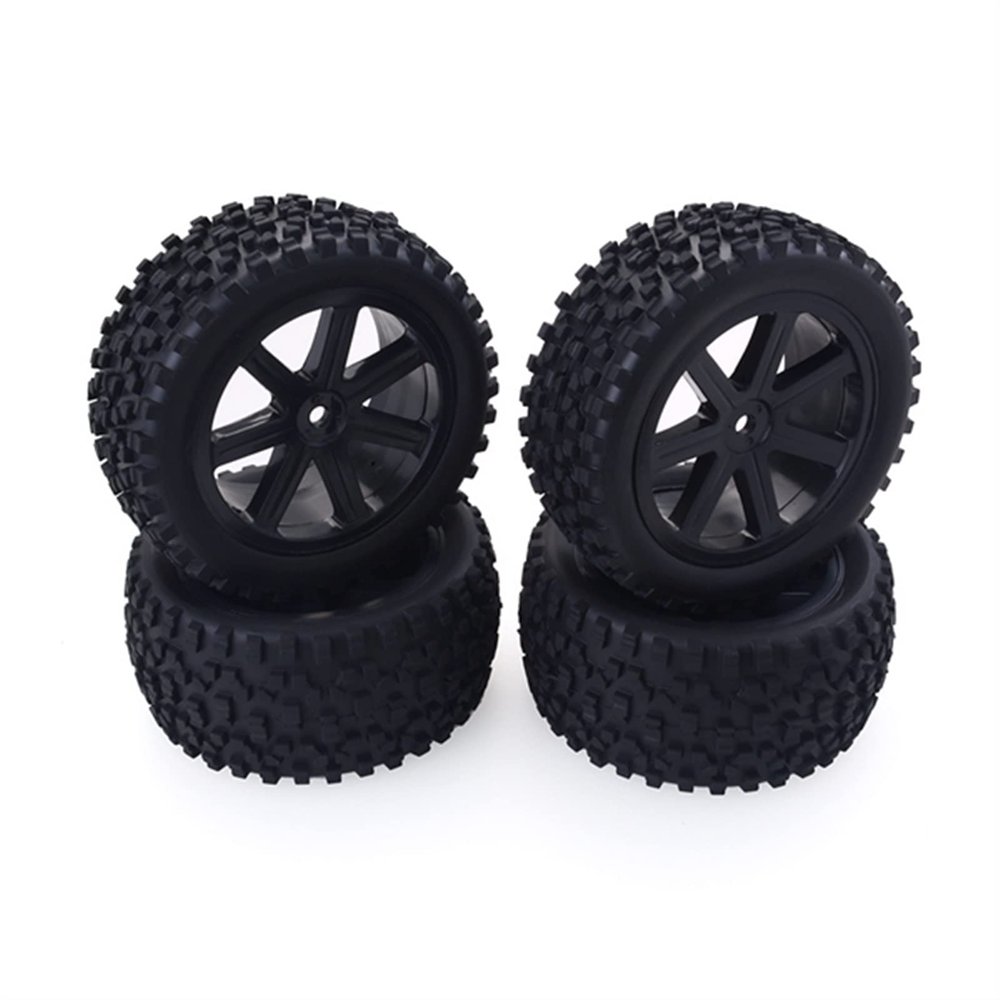 4Pcs 1/10 RC Truck Rubber Tire Wheel Tyre Alloy Wheel Rims Replacement Tire for ZD Racing Buggy Crawler Car RC Model Parts Modification Accessories