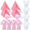 Breathffy 4 Set Girls Sleepover Teepee Tent Kit Inflatable Airbed Bedding Fitted Sheet Pink Satin Kimono Robe Eye Shade Slipper Play Washable Slumber Party Tent for Indoor Outdoor Christmas view 1