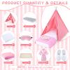Breathffy 4 Set Girls Sleepover Teepee Tent Kit Inflatable Airbed Bedding Fitted Sheet Pink Satin Kimono Robe Eye Shade Slipper Play Washable Slumber Party Tent for Indoor Outdoor Christmas view 3