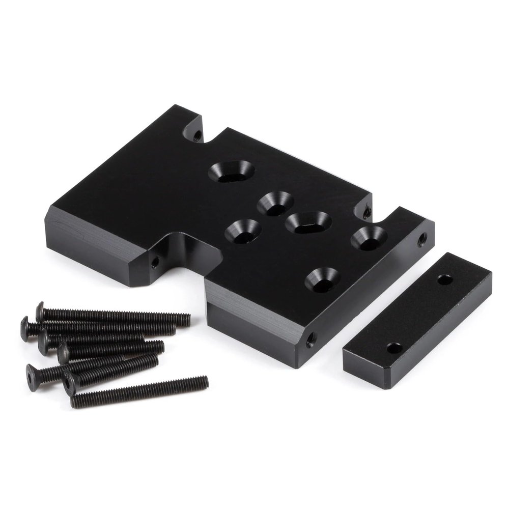 1/10 Carbon LCG Chassis Kit with Molded Bed Sliders Delrin Skid Plate Dual Servo Mount for SCX10 AR44 AR45 Capra F9 TRX4 Axle Gspeed V4 Chassis GS-FS Chassis G-Shot Chassis (Skid Plate Black)