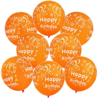 30Pcs Orange Birthday Balloons 12In Printed Latex Balloons with "Happy Birthday"for Kids Birthday Party Decoration