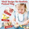 Lehoo Castle Wooden Play Food Set - Montessori Cutting Fruit Egg Bread, Pretend Breakfast Food Toys for Kids Kitchen, Educational Toddler Toys 3-5 Years, with Storage Bag, Birthday Gift for Boys Girls view 2