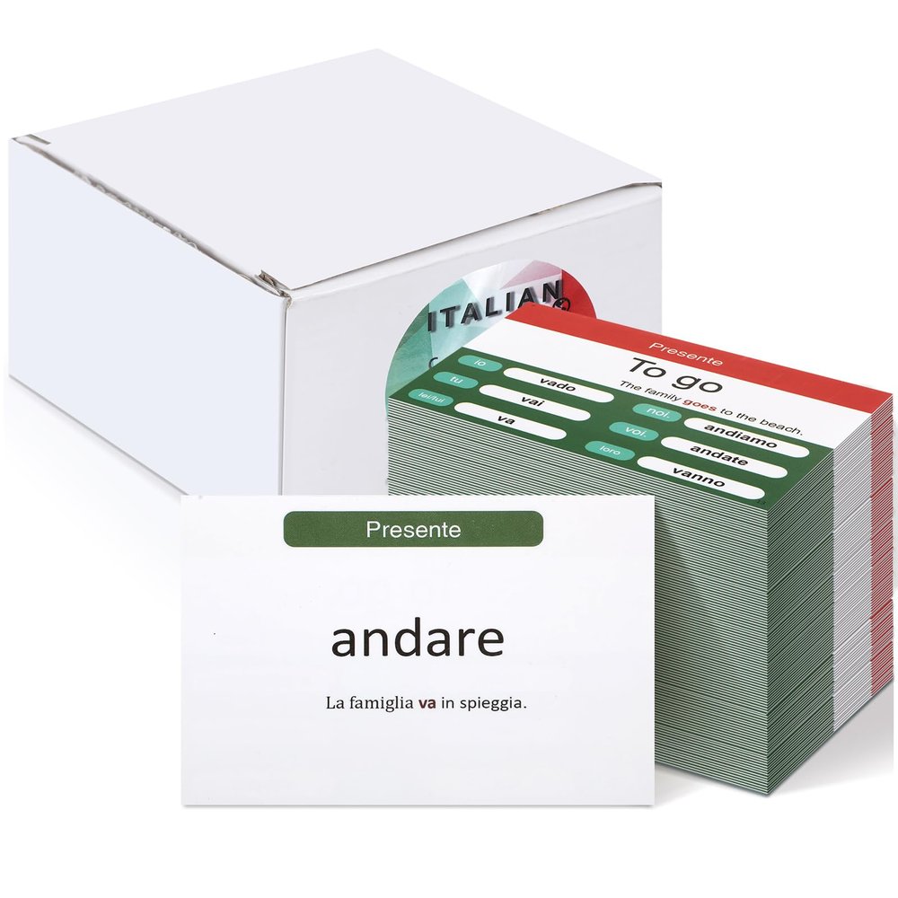 Resurhang 200 Pcs Italian Flashcards Italian Verb Conjugation Present Tense Flash Cards English for Adults Study