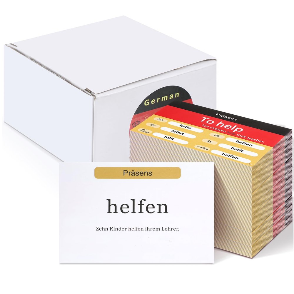 Resurhang 200 Pcs German Flashcards German Verb Conjugation Present Tense Flash Cards English for Adults Study