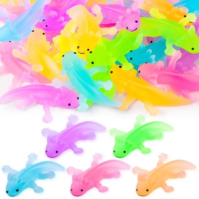 SYWHXY 15PCS Axolotl Animals Toys Bulk Cute Squeeze Axolotl Fidget Stress Relief, Salamander Animal Sensory Toys for Child Relax Meeting Favors Birthday Decorations (5 Color)