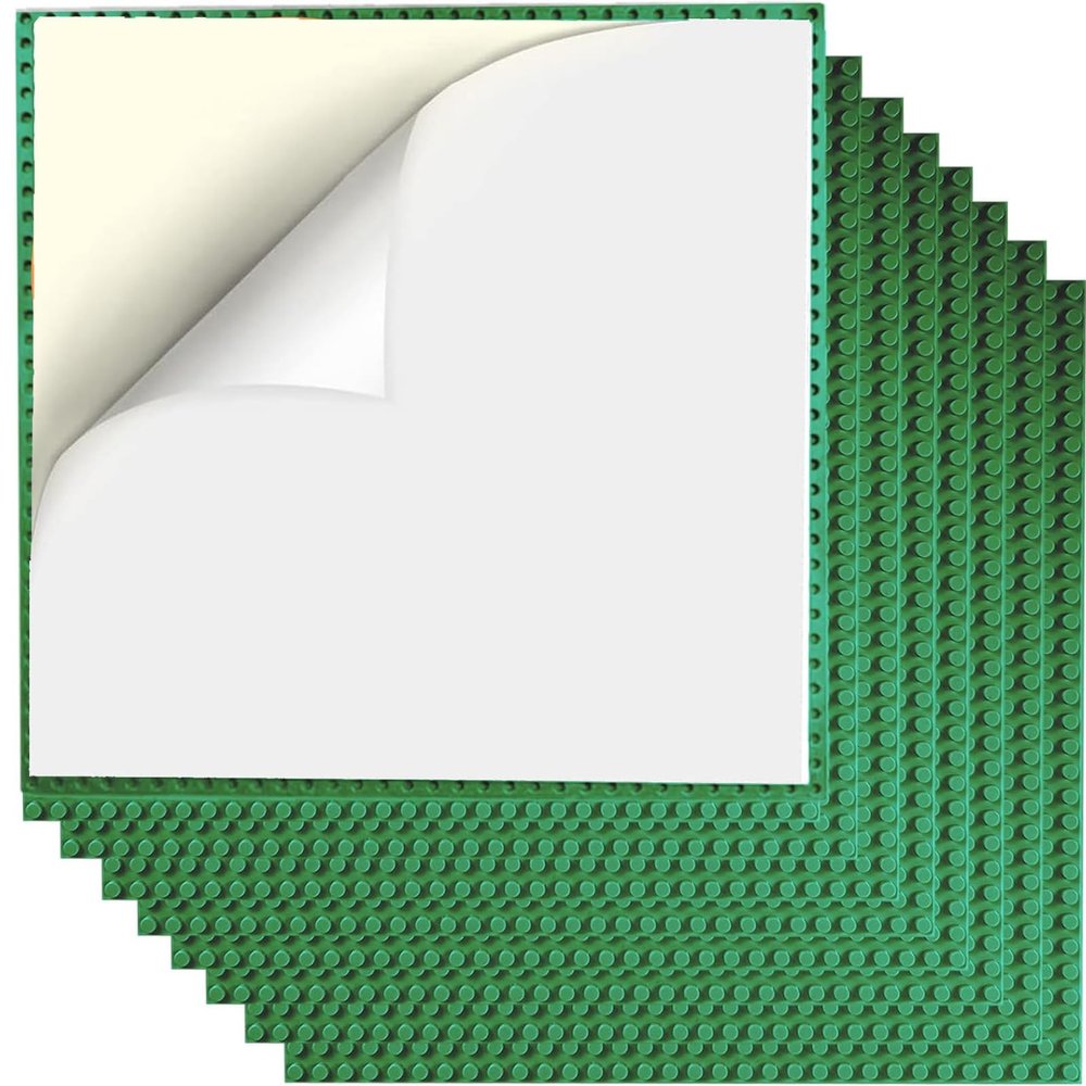 JNZong 8 Pack Peel and Stick Baseplates, Stickers Baseplates, Compatible with All Major Brands - 10 inch x 10 inch (8 Green)