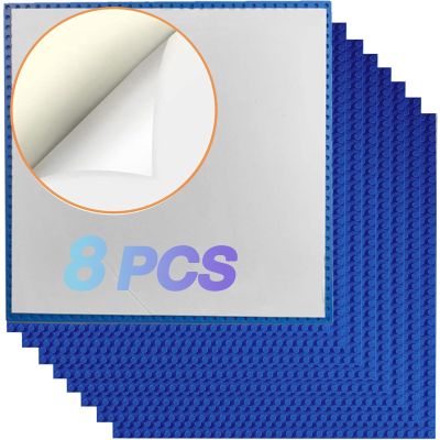 JNZong 8 Pack Peel and Stick Baseplates, Stickers Baseplates, Compatible with All Major Brands - 10 inch x 10 inch (8 Blue)