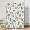 Watercolor Raccoon Green Leaves Baby Blanket for Boy Girl Raccoon Boho Retro Leaf Flannel Swaddle Blanket Soft Receiving Blankets for Toddler Baby Nursery Bed Blanket Stroller Crib Playmat 60x80 view 2