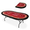 LUCKYERMORE 91" Poker Table Foldable 10 Players Folding Poker Tables for Texas, Card Games,Casino Table with Cup Holder for Blackjack Board Game with Padded Rails, Red Felt Surface view 1