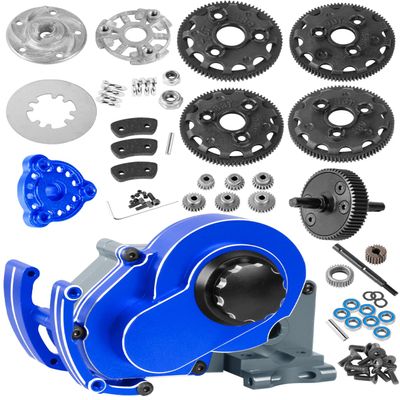 RCarmubWow RC Transmission Complete Upgrades Part for 1/10 Slash 2WD(VXL),Rustler 2WD(VXL),Stampede 2WD(VXL),Bandit 2WD(VXL),Alloy Aluminum Gearbox,Replace #3695,Navy Blue &Titanium