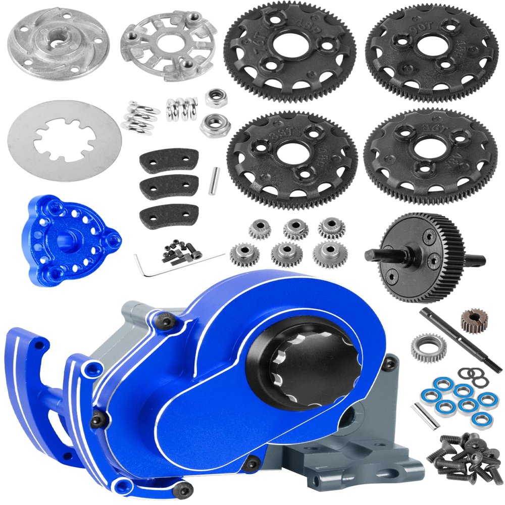 RCarmubWow RC Transmission Complete Upgrades Part for 1/10 Slash 2WD(VXL),Rustler 2WD(VXL),Stampede 2WD(VXL),Bandit 2WD(VXL),Alloy Aluminum Gearbox,Replace #3695,Navy Blue &Titanium