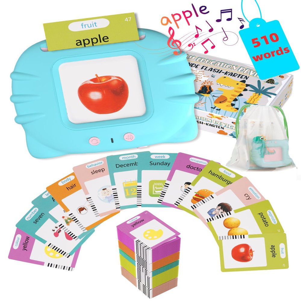 510 Words Talking Flash Cards Toddlers, Learning Montessori Toddler Toys for Boys Girls Ages 1 2 3 4 5 6 Year Old Kids, Autism Sensory Toys for Autistic Children, Christmas Birthday Gifts for Toddlers