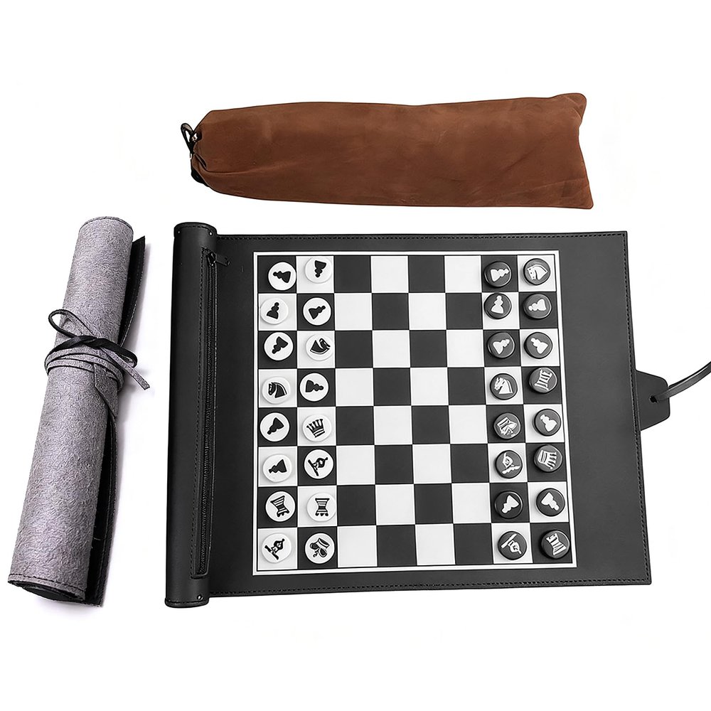 Travel Backgammon Set Chess PU Backgammon Roll Up Folding Classic Board Game Travel Backgammon Board Game Gift for Adults
