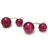 FUKUSA New Natural Button Pearl Earring for Women Wedding 925 Sterling Silver Jewelry Double Pearl Earring (Red) view 1