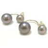 FUKUSA New Natural Button Pearl Earring for Women Wedding 925 Sterling Silver Jewelry Double Pearl Earring (Silver Gray) view 1