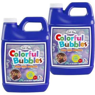 Lulu Home 2 Packs Bubble Concentrated Solution, 1 L/ 33.8 OZ Bubble Refill Solution for Kids Bubble Machine, Giant Bubble Wand, Bubble Blower Toys, Birthday Party Favors (Dark Blue Bottle)