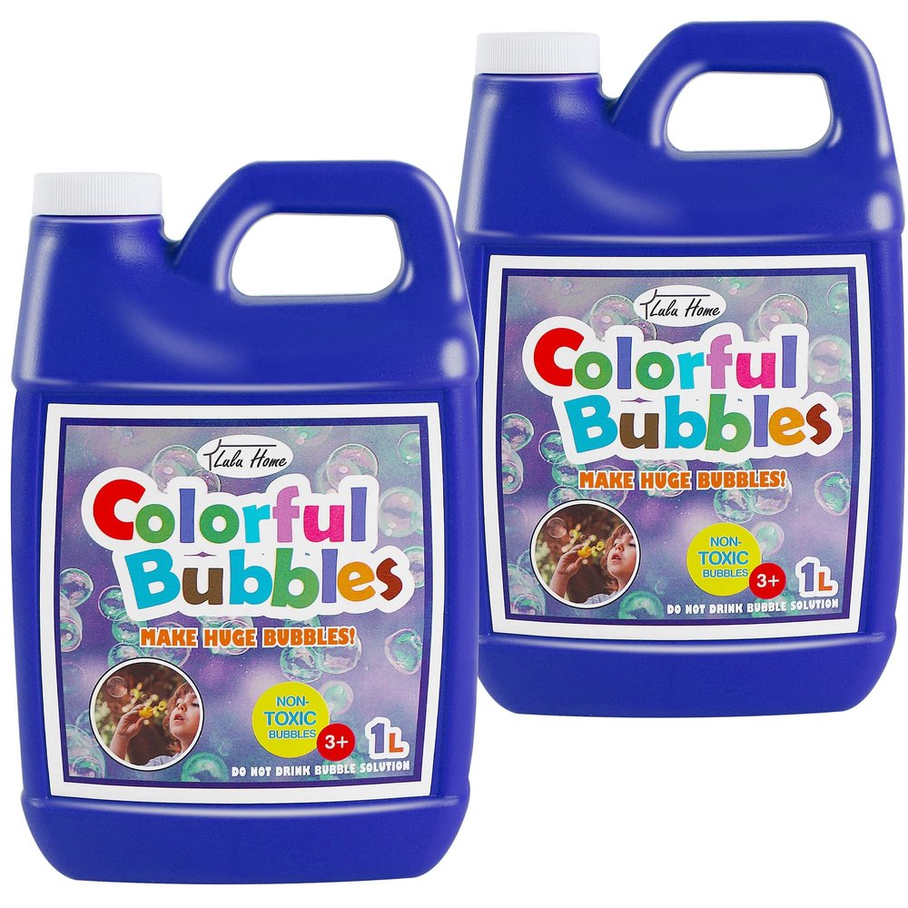 Lulu Home 2 Packs Bubble Concentrated Solution, 1 L/ 33.8 OZ Bubble Refill Solution for Kids Bubble Machine, Giant Bubble Wand, Bubble Blower Toys, Birthday Party Favors (Dark Blue Bottle)