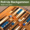 Leather Travel Backgammon Chess Set, Roll Up Folding Classic Board Game Travel Backgammon Set with Drawstring Bag, Portable and Lightweight view 4