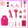 GAGAKU Pretend Hair Salon Toys for Girls,Pretend Makeup for Toddlers Dress Up Beauty Salon Set Stylist Kit with Hair Dryer Apron Curling Flat Scissors Accessories Girl Gifts view 4