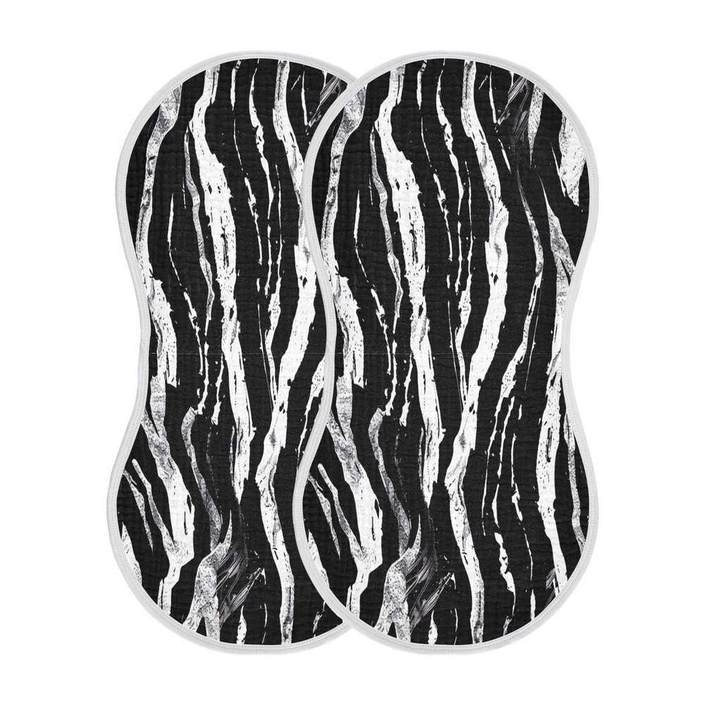 GOODOLD Zebra Stripes Black Muslin Baby Burp Cloths - Super Absorbent and Soft Burping Rags - Cotton Burp Clothes Set for Boys and Girls, 2 Pack