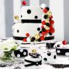 BOUBONI 48 Pcs Balls Cake Topper Decorations Balloon Cupcake Toppers Foam Cake Topper Balls Cake Balls Decorations for Birthday Party Wedding Cake Decorating (Black, Red, White, Gold) view 3