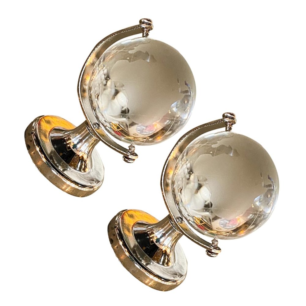 Abaodam 2pcs Chic Mini Crystal Globe Model Creative Desktop Adornment for Home Office Store Decor Unique Geographic Ornament
