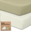 2-Pack Waterproof Baby Crib Sheets for Boys, Girls - 52x28 Viscose Derived from Bamboo Toddler Bed Sheet Neutral, Fitted Crib Mattress Protector Cover for Baby Bedding, Soft & Gentle (Oregano) view 1